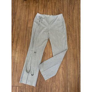 Akris‎ Punto Gray Pinstripe High Rise Wide Leg Pants 8/ 32" X 30" Side Zip Belt